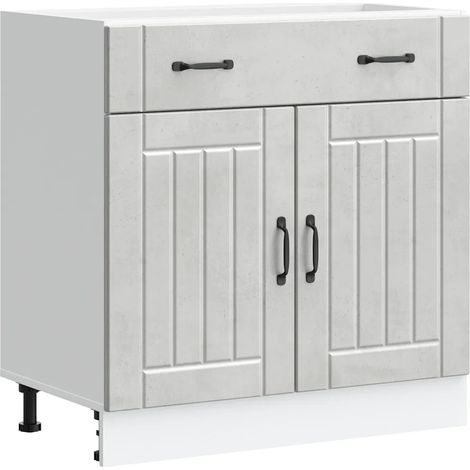 Mobile da cucina Lucca 80 x 46 x 81,5 cm ampio spazio contenitivo piedini regolabili stile moderno legno composito grigio cemento 020050096