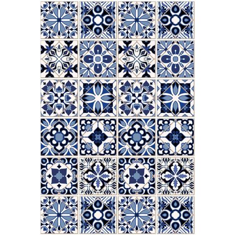 Stickers pour carrelage vintage 24 pcs en PVC auto-adhésifs, décorations murales amovibles pour cuisine et salle de bain, faciles à nettoyer et repositionnables (1/5)