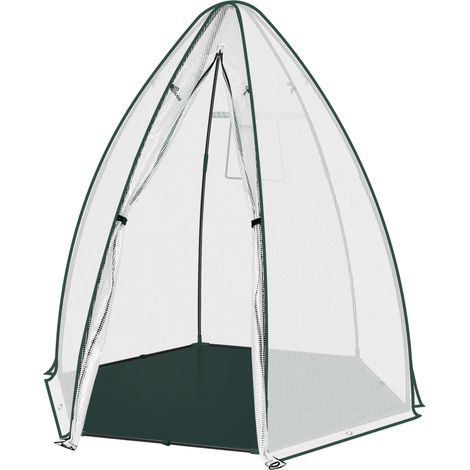 Serre tunnel de jardin pour tomates et jeunes plants, avec bâche PE 130 g/m², structure acier, porte zippée et fenêtre, 160 x 180 x 160 cm - CHICFURN (1/5)