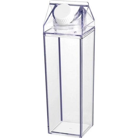Bouteille d’eau transparente en plastique pour lait et jus, récipient portable avec bouchon, idéal pour les déplacements et le quotidien (1/5)