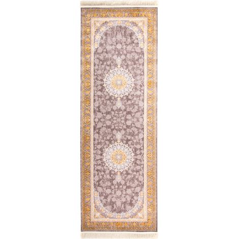 Tapis persan Adriano - 400x100cm, Rectangular - 100% Acrylique - Tissé - Or (1/5)