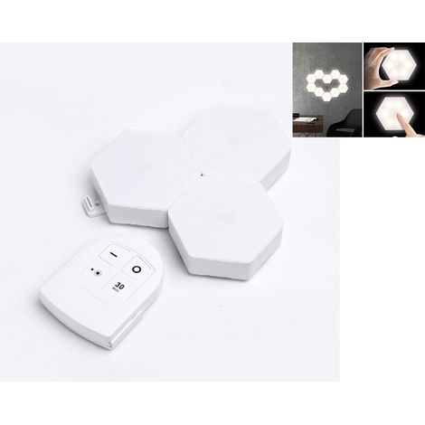 3 faretti led punto luce da parete armadio adesivo touch con telecomando (1/5)