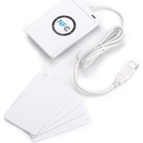 NFC-RFID-Lesegerät, ACR122U Smartcard-Lesegerät, NFC-RFID-Smartcard-Lesegerät, ISO 14443A/B RFID-Lesegerät mit kostenloser Software, Weiß (1/5)