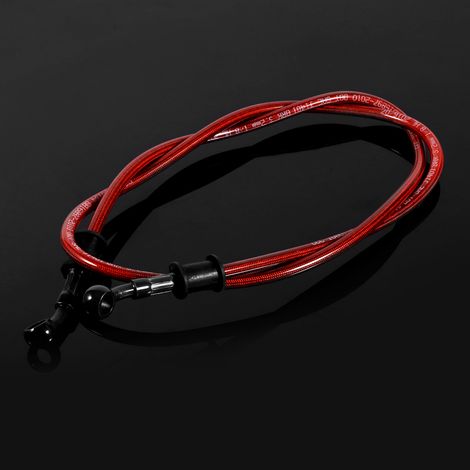 Tuyau universel 120cm en acier tressé rouge pour frein et embrayage moto, ligne d'huile flexible (1/4)