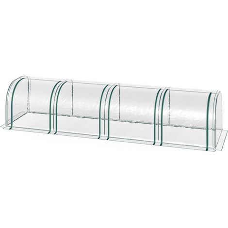 Tunnelgewächshaus, 4 Fenster mit Reißverschluss, Stahlrahmen, robuste Plane, transparent, 395 x 100 x 80cm