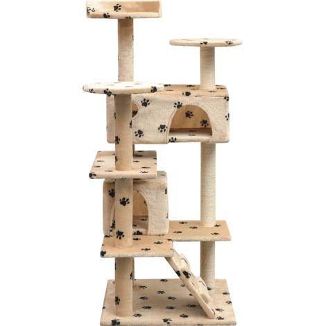 Maison Exclusive - Albero per Gatti Tiragraffi Sisal 125 cm Zampe Stampate Beige