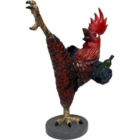 Statuette Coq Résine - Figurine Humoristique 20 cm - Décoration Intérieure Salon Bureau Bar - Lot de 1 (1/5)
