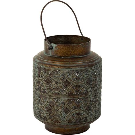 Portavelas de metal marrón 19.5x19.5x25.5h cm (1/5)