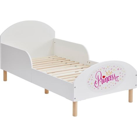Kids Toddler Bed Frame with Princess Decal - L144 x W74 x H68 cm - White