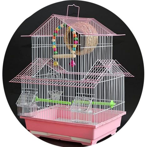Trade Shop - Gabbia Grande Per Uccelli Quadrata Metallo Ferro Villa Forte Durevole 34x26x51cm -