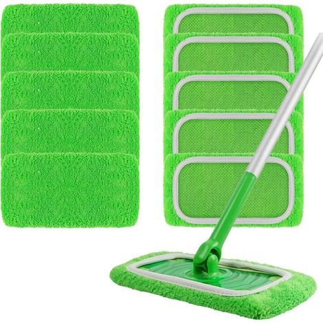 10 Pièces Lingettes Reutilisable pour Swiffer Sweeper,Lavables Mop de Chiffons de Rechange en Microfibre,SerpillièRe Humide Et SèChe en Microfibre, AdaptéEs à Tous Types De Sols (1/5)