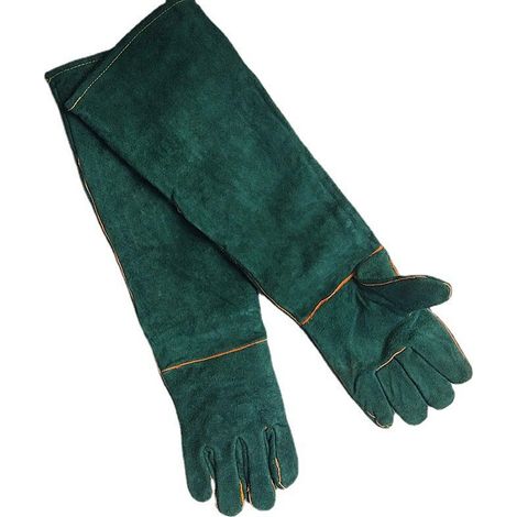 Gants Anti-Morsure 40 cm - Robustes - Pour Toilettage et Manipulation de Chiens, Chats, Serpents et Lézards - Vert Foncé (1/5)