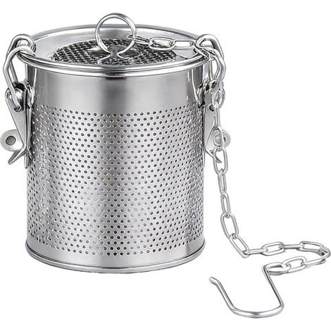 Kräutersieb aus Edelstahl, Kräuterfilter mit Aufhängekette und Haken, Kräutersieb zum Teekochen, großes Teesieb für Teekannen, Teesieb für Teekan (1/5)