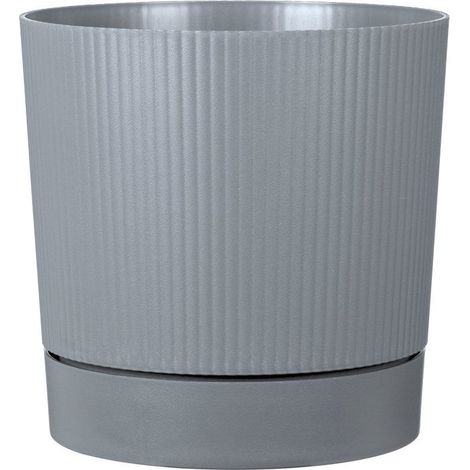 Maceta con reserva redonda - GARDEN ID - Lino - Ø 29 - 14 L - H 29 cm - Gris puro