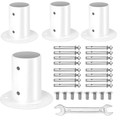Lot de 4 + 57 brides d'ancrage de terrasse blanches avec vis d'expansion, vis de terre courtes et clé, accessoires de bride de terrasse de piscine en acier inoxydable 304 Pletpet pour échelles de (1/5)