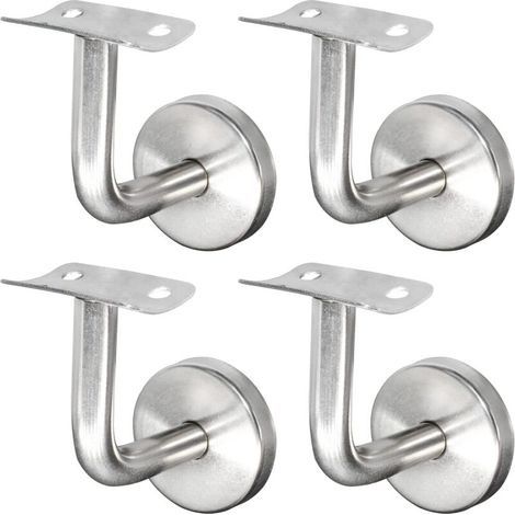 Support Main Courante Inox 304 pour Rampe Escalier Support Mural Rampe Bois Argent (4 Pièces) (1/4)