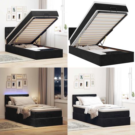vidaXL Ottomane Bett mit Matratze & LEDs Schwarz 80x200 cm Samt (1/5)