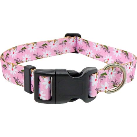 1 collier pour chien, motif floral multicolore, doux en polyester, réglable, idéal intérieur/extérieur, taille S (1/5)