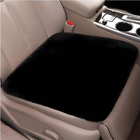 Lot de 2 coussins pour sièges avant de voiture, housses de siège douces et chaudes, protection pour le bas des sièges intérieurs (noir)