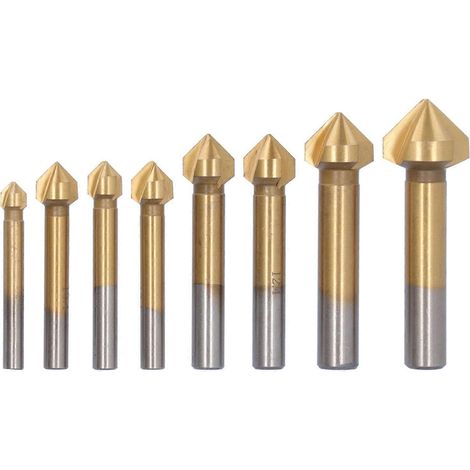 8-teiliges Set Anfasfräser, robust, langlebig, praktisch, rostfrei, korrosionsbeständig, Senkbohrer