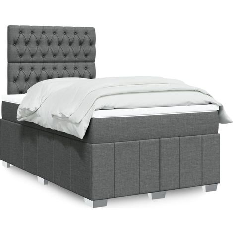 Boxspringbett mit Matratze Dunkelgrau 120x200 cm Stoff (1/5)