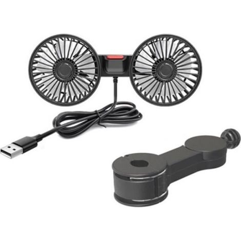 ventilateur de voiture de siège arrière 3 vitesses 5 pales ventilateur de refroidissement à double tête rotatif à 360 degrés (1/4)