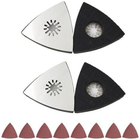 Parkside Patin de Ponçage Multi-Outil, 4 Pièces - 80mm, pour Bois/Métal/Plastique/Plâtre, avec 8 Feuilles Papier Abrasif, Compatible Outils Oscillants (Triangulaire, Fixation Rapide)
