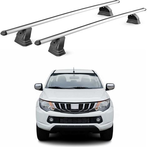 OMAC Barres de toit transversales en aluminium pour Mitsubishi Triton Double Cab / Single Cab 2014-2026 – TÜV / DIN 75302:2019 – Antivol inclus – Charge max 75 kg – 2 barres – Gris (1/5)