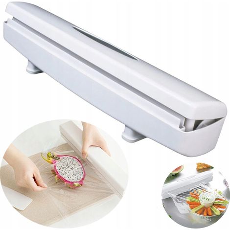 Dévidoir de film alimentaire avec lames en acier inoxydable – Système de rouleaux mobiles – Couper facilement film pour sandwich et aluminium