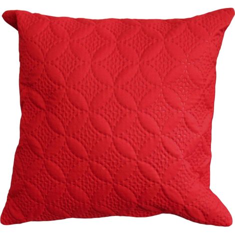 HOMESCAPES Ultrasonic Red Quilted Embossed Cushion Cover, 40 x 40 cm - Red