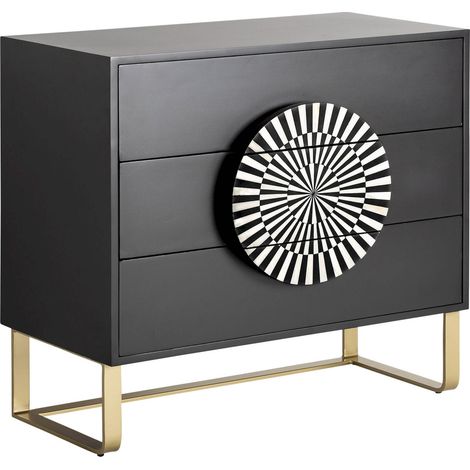 Commode style Gatsby élégante noir et blanc - Noir élégant avec motifs blancs et touches dorées (1/5)