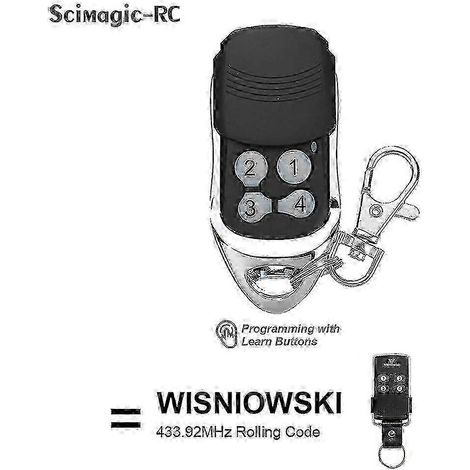Dernière commande de télécommande pour ouvre-porte de garage Wisniowski 433 MHz à 4 canaux et à code tournant (1/5)