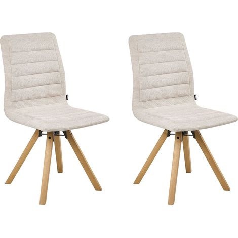 Lot de 2 Chaises de Salle à Manger en Tissu Pivotantes sans Accoudoirs Pieds en Bois Beige Clair Rox (1/5)