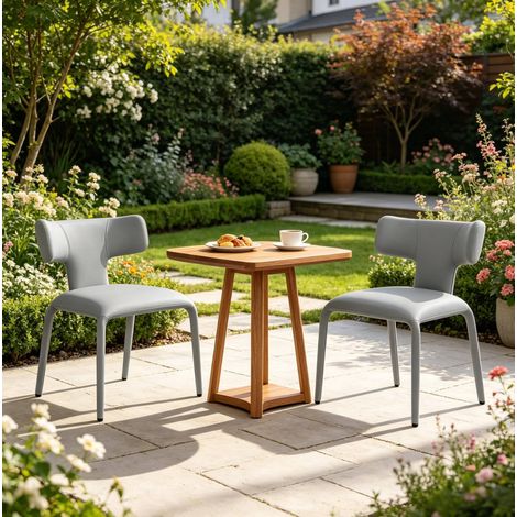 Pack de 2 sillas de comedor tapizadas con respaldo curvo, 53 x 53 x 78 cm, grises (1/5)