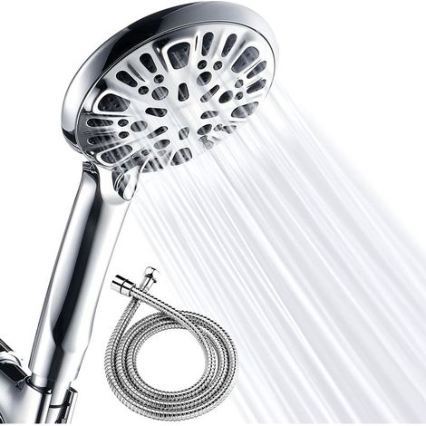 Douchette à Main 9 Réglages de Jet - Pommeau de Douche Haute Pression avec Tuyau Flexible - Kit de Pomme de Douche à Grand Débit, Tuyau Flexible en Acier Inoxydable de 59 Pouces Inclus (1/4)