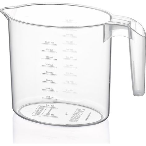 Jarra de plástico con vaso medidor de cocina, recipiente para medir líquidos, 1 L (1/5)