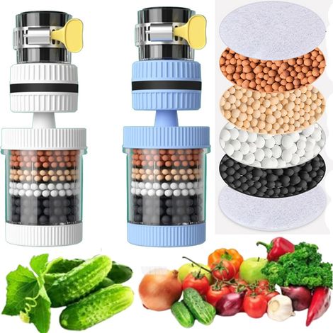 2 Pcs Faucet Water Filter Purifier Faucet Filters Upgrade Activated Carbon Water Filter Tap Universal Kitchen Mixer Interface Faucet Filter 6 Layer Filtration (1/5)