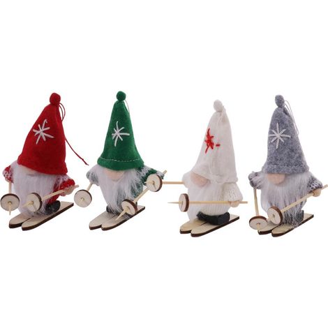 4 figurines de Noël bonhomme de neige cartoon sans visage, pendentif ski, déco festive pour sapin et maison (1/5)