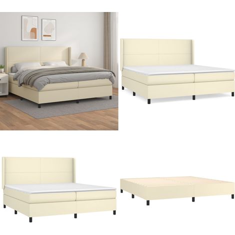 Boxspringbett mit Matratze Creme 200x200 cm Kunstleder - Kunstlederbett - Matratze (1/5)
