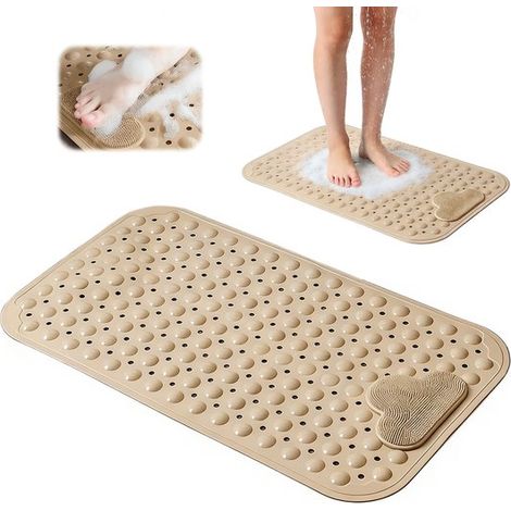 Tappetino antiscivolo per doccia con ventose per un piacevole massaggio, lavabile in lavatrice, resistente a muffa e umidità, per cucina/bagno, 40 x 70 cm, marrone (1/5)