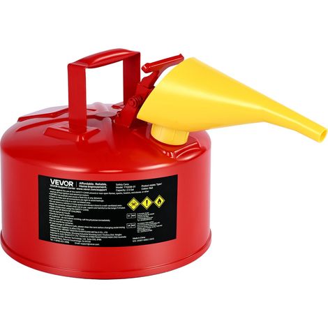 Bidon de Sécurité de Type I 9,5 L avec Pare-flammes en Acier Inoxydable, Couvercle à Fermeture Automatique, Entonnoir en PE, Poignée Ergonomique, pour Stockage de Liquides Inflammables, Rouge (1/5)