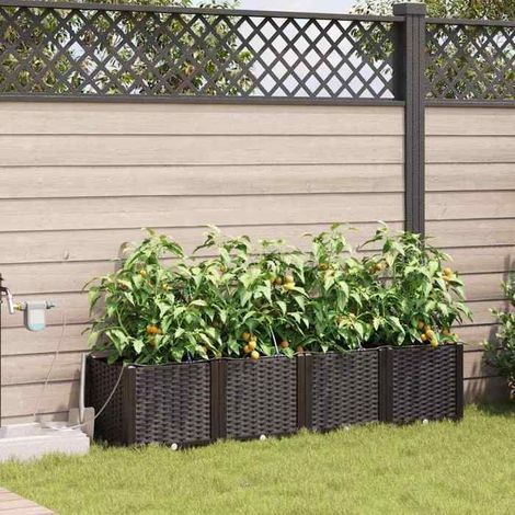 42002824 Cache-pot de jardin 4 pcs Marron Acier (1/5)