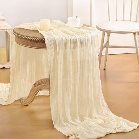 Camino de mesa estilo bohemio con tela de gasa,decoración de malla para la mesa de la cocina,90 x 180 cm (1/5)