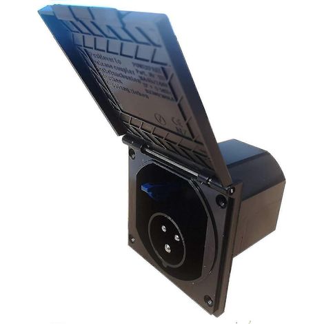 Boîtier d'entrée de prise secteur 3 broches encastré pour caravane (1 pièce, noir) (1/4)