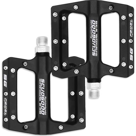 Jeu de 1 paire, accessoires vélo, pédales VTT, pédales hybrides BMX route ultra légères et durables 9/16 pouces (Noir) (1/5)