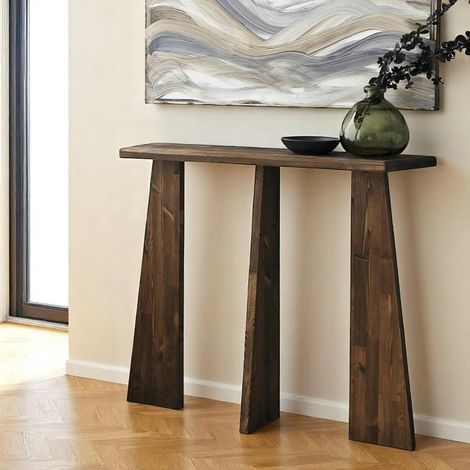 Console d'entrée en bois marron - 3 pieds SITIA (1/4)