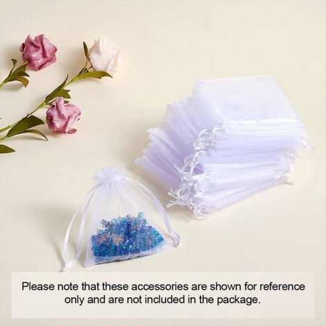 Pochettes cadeaux - MINIFINKER - Organza blanc - 100 pièces - 10x15 cm - Sachets à cordon-Ywey (1/4)