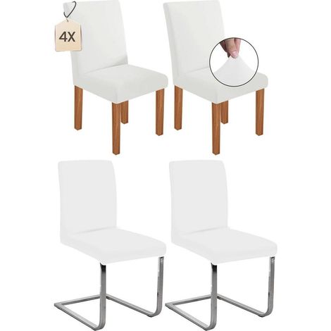 4er Set Stuhlhussen Stretch für Schwingstühle, abnehmbar, waschbar, weiß (1/5)