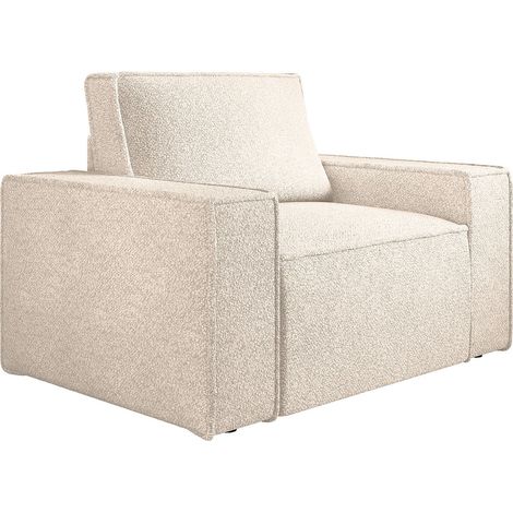 Fauteuil en tissu bouclette beige AMELIA