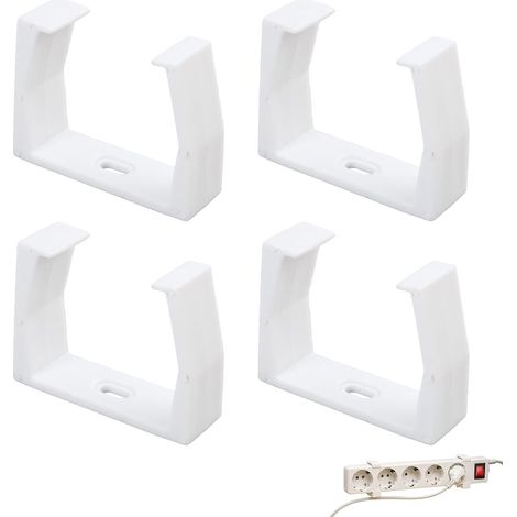 Juego de 4 soportes blancos para regletas de enchufes impresos en 3D  13 g cada uno, 61 × 46 × 20 mm juego de 4 tapones impresos en 3D para el montaje con tornillos de regletas de enchufes (1/5)